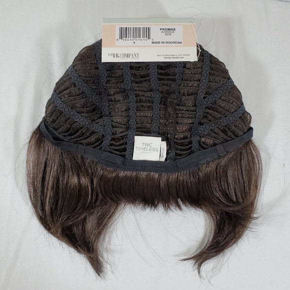 SOLD - The Wig Company Classic Chin-Length Flapper Bob with Bangs Dark Brown - Picture 14 of 16